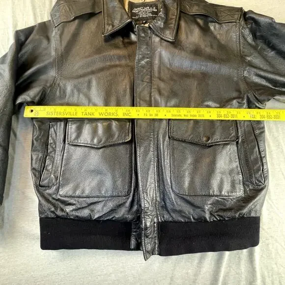 Vintage Flyer’s Leather Bomber Jacket Type A-2 US Army Air Force Men's L Map